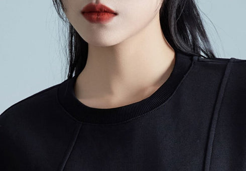 アシンメトリーブラックパーカー/スウェット スリット /レディース モレビー|モード系ファッションブランド