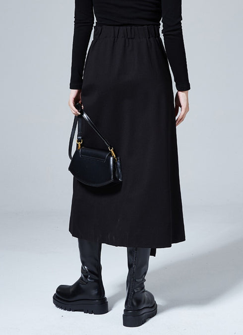 アシンメトリーファスナースタイルロングスカート ブラック 黒 /レディース モレビー|モード系ファッションブランド