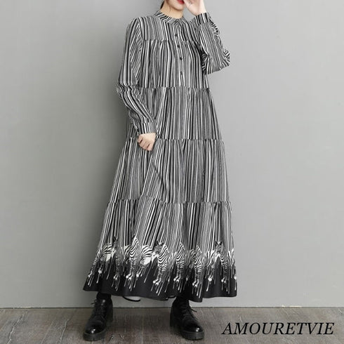 ビッグサイズストライプロングワンピース /レディース モレビー|モード系ファッションブランド