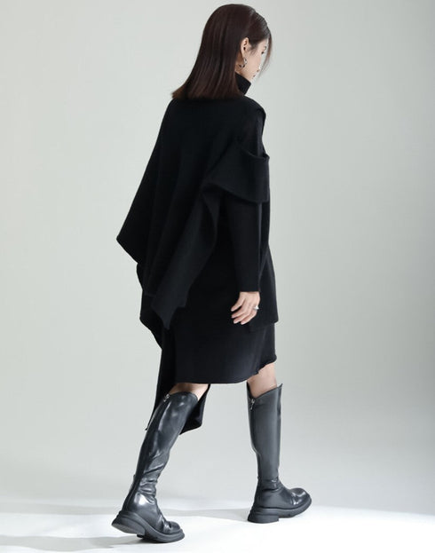 レイヤードアシンメトリーミディ丈ワンピース セーター ツーピース セット /レディース モレビー|モード系ファッションブランド