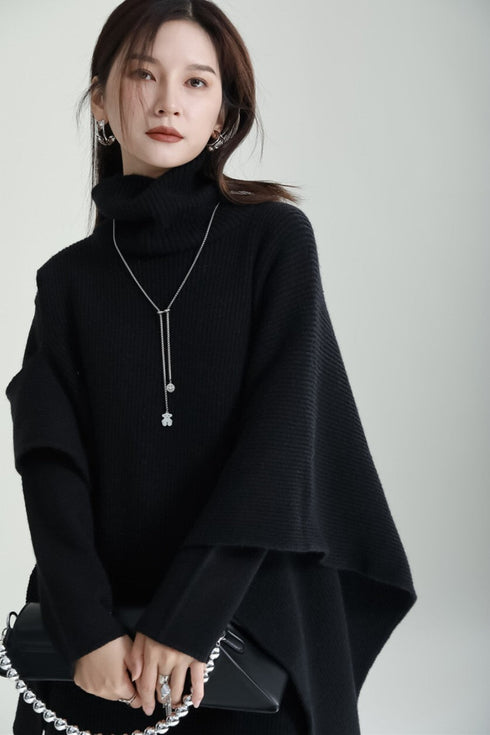 レイヤードアシンメトリーミディ丈ワンピース セーター ツーピース セット /レディース モレビー|モード系ファッションブランド