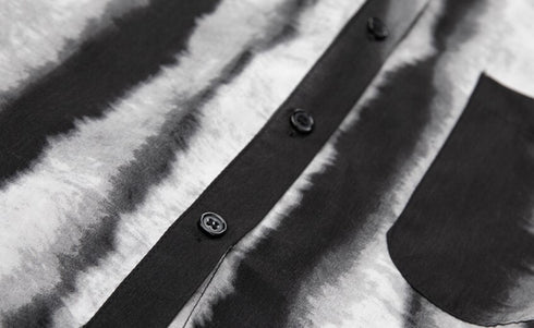 アシンメトリーストライプモノトーン白黒長袖シャツ /ユニセックス モレビー|モード系ファッションブランド