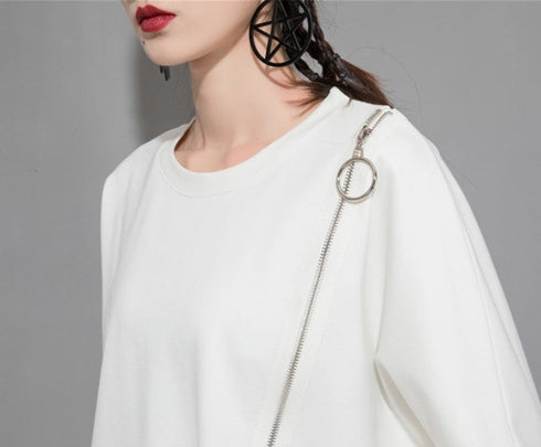 ヘムデザイン長袖ロングシャツ/カットソー アシンメトリー /レディース モレビー|モード系ファッションブランド