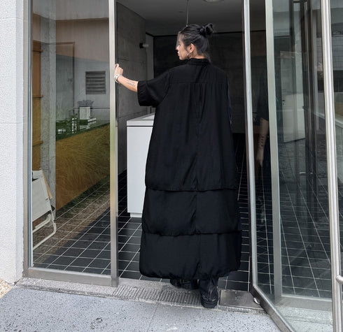 レイヤード風モダン半袖ロングワンピース /レディース モレビー|モード系ファッションブランド