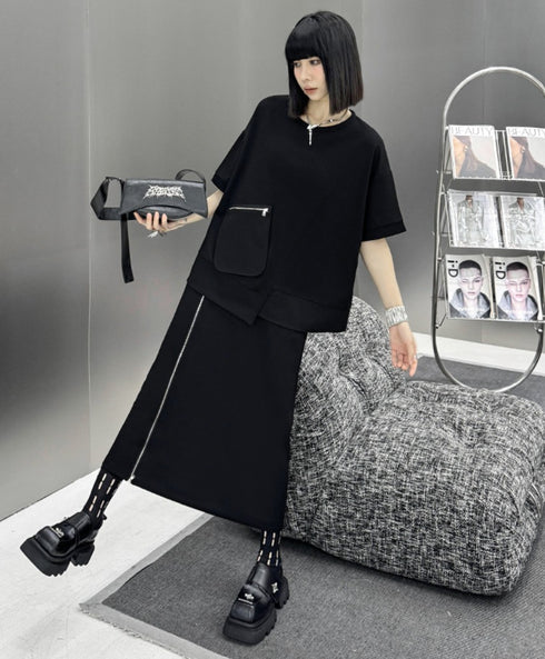 アシンメトリーデザイン上下セットアップ /レディース モレビー|モード系ファッションブランド