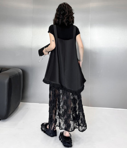 アシンメトリーレースサロペット シック モダン おしゃれ /レディース モレビー|モード系ファッションブランド
