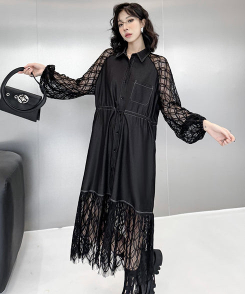 デニム&レース仕様ロングワンピース /レディース モレビー|モード系ファッションブランド