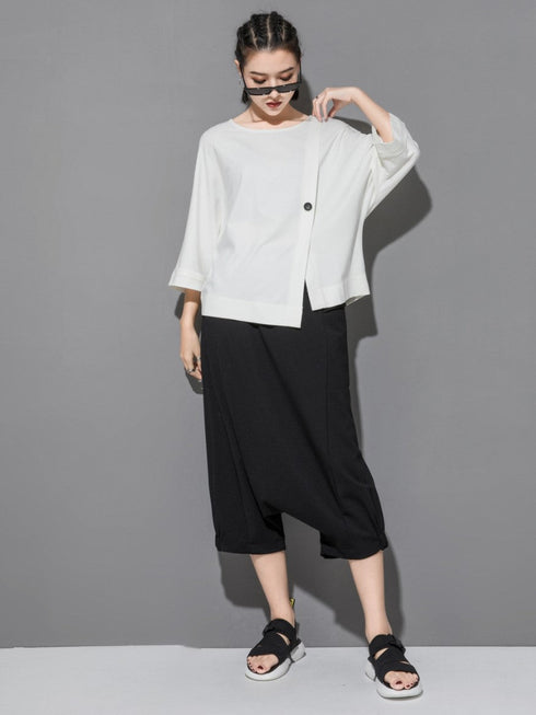 スリット入りアシンメトリー七分袖Tシャツ /レディース モレビー|モード系ファッションブランド