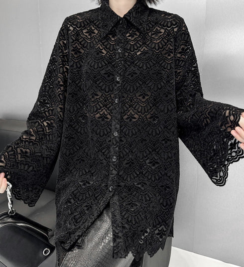 ルーズシルエットレース長袖シャツ /レディース モレビー|モード系ファッションブランド