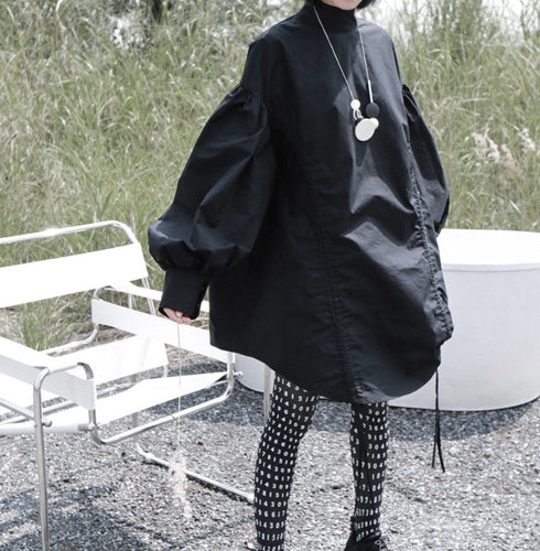 ギャザー仕様長袖ロングシャツ バルーンスリーブ ランタンスリーブ /レディース モレビー|モード系ファッションブランド