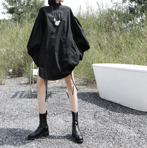 ギャザー仕様長袖ロングシャツ バルーンスリーブ ランタンスリーブ /レディース モレビー|モード系ファッションブランド