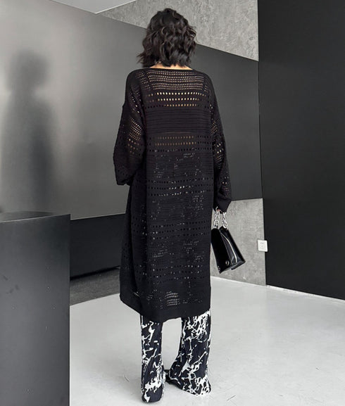 アシンメトリーオープンニットロングシャツ /レディース モレビー|モード系ファッションブランド