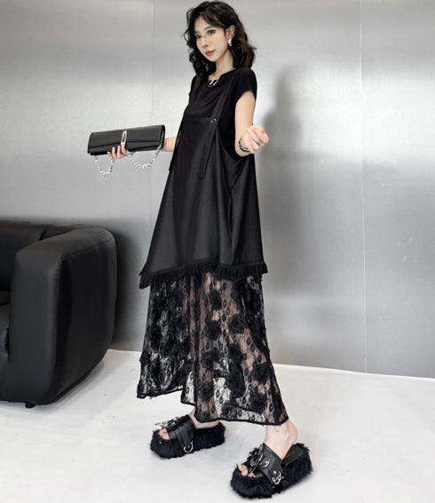 アシンメトリーレースサロペット シック モダン おしゃれ /レディース モレビー|モード系ファッションブランド