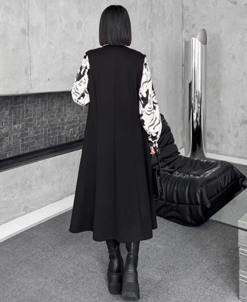 アシンメトリーロングカーディガン スタイリッシュ ブラック 無地 /レディース モレビー|モード系ファッションブランド