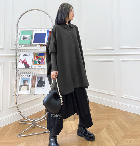 シック&モダンロングシャツワンピース おしゃれ 大人 /レディース モレビー|モード系ファッションブランド