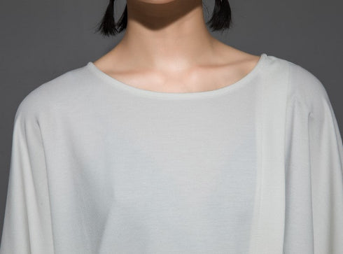 スリット入りアシンメトリー七分袖Tシャツ /レディース モレビー|モード系ファッションブランド