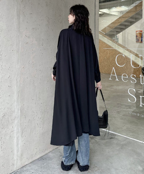アシンメトリーモダンブラックロングシャツ /レディース モレビー|モード系ファッションブランド