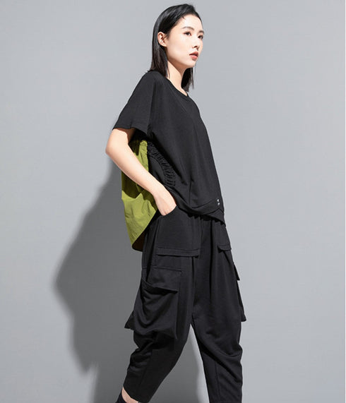 バイカラーTシャツ/カットソー アシンメトリー ギャザー /レディース モレビー|モード系ファッションブランド