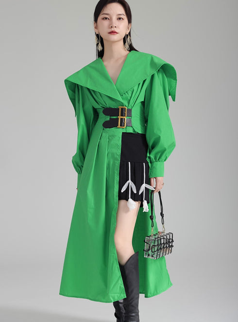 モダンアシンメトリーロングシャツ ブラック ホワイト /レディース モレビー|モード系ファッションブランド