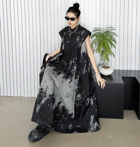 モノトーンノースリーブロングワンピース /レディース モレビー|モード系ファッションブランド