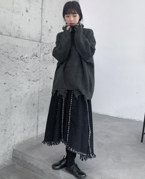 ダメージ加工タートルネックセーター・ニット /レディース モレビー|モード系ファッションブランド