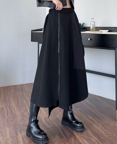 ファスナータイプアシンメトリーロングスカート モダン おしゃれ /レディース モレビー|モード系ファッションブランド