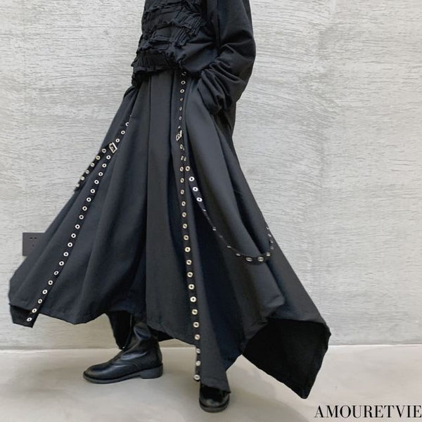 ビッグサイズ袴パンツ 黒 ブラック ビッグシルエット /ユニセックス ・メンズ モレビー|モード系ファッションブランド