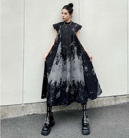 モノトーンノースリーブロングワンピース /レディース モレビー|モード系ファッションブランド