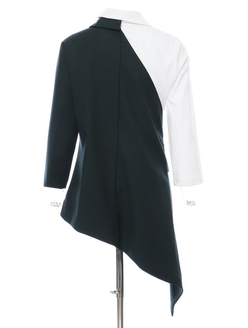 バイカラーアシンメトリージャケット モノトーン白黒スーツ /レディース モレビー|モード系ファッションブランド