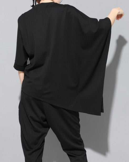 アシンメトリー七分袖Tシャツ オーバーサイズ オーバーシルエット /ユニセックス モレビー|モード系ファッションブランド