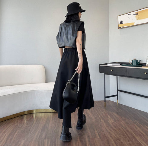 ファスナータイプアシンメトリーロングスカート モダン おしゃれ /レディース モレビー|モード系ファッションブランド