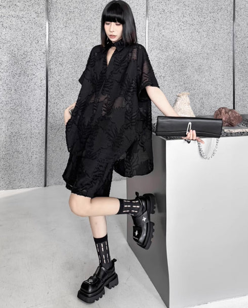 セットアップ 上下セット 半袖シャツ ショートパンツ メッシュ /レディース モレビー|モード系ファッションブランド