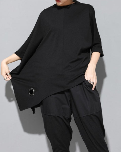 アシンメトリー七分袖Tシャツ オーバーサイズ オーバーシルエット /ユニセックス モレビー|モード系ファッションブランド