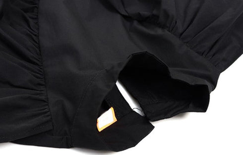 プリーツフリルロングシャツ/ブラウス アシンメトリー ブラック ホワイト /レディース モレビー|モード系ファッションブランド