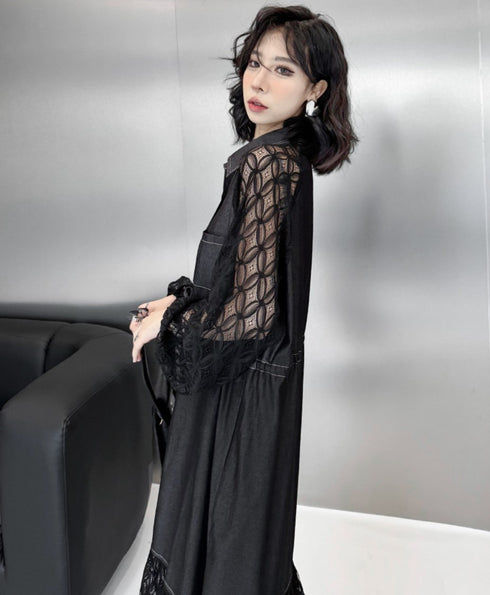 デニム&レース仕様ロングワンピース /レディース モレビー|モード系ファッションブランド