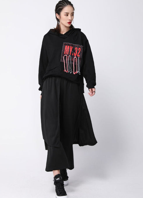 アシンメトリー袴パンツ ブラック /ユニセックス ・メンズ モレビー|モード系ファッションブランド