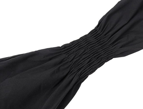 プリーツフリルロングシャツ/ブラウス アシンメトリー ブラック ホワイト /レディース モレビー|モード系ファッションブランド