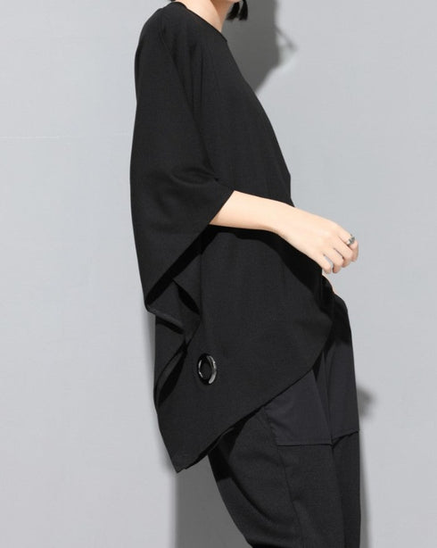 アシンメトリー七分袖Tシャツ オーバーサイズ オーバーシルエット /ユニセックス モレビー|モード系ファッションブランド