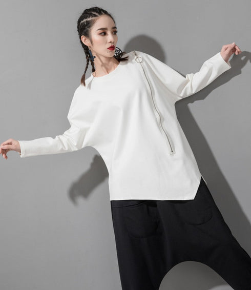 ヘムデザイン長袖ロングシャツ/カットソー アシンメトリー /レディース モレビー|モード系ファッションブランド