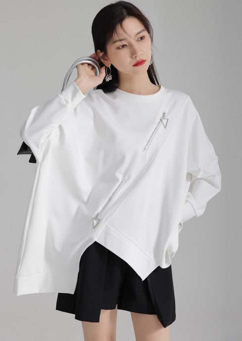 アシンメトリートレーナー/スウェット ファスナー付き /レディース モレビー|モード系ファッションブランド