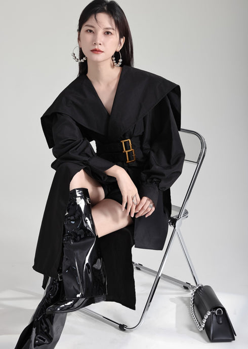 モダンアシンメトリーロングシャツ ブラック ホワイト /レディース モレビー|モード系ファッションブランド