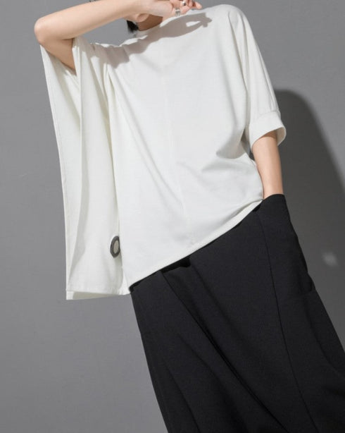 アシンメトリー七分袖Tシャツ オーバーサイズ オーバーシルエット /ユニセックス モレビー|モード系ファッションブランド