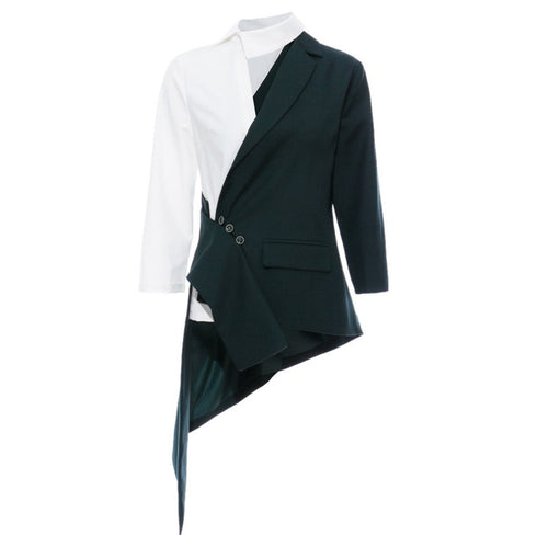 バイカラーアシンメトリージャケット モノトーン白黒スーツ /レディース モレビー|モード系ファッションブランド