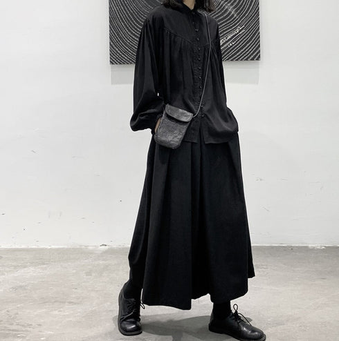 サルエルパンツ ワイドレッグパンツ ハーフパンツ ブラック /ユニセックス ・メンズ モレビー|モード系ファッションブランド