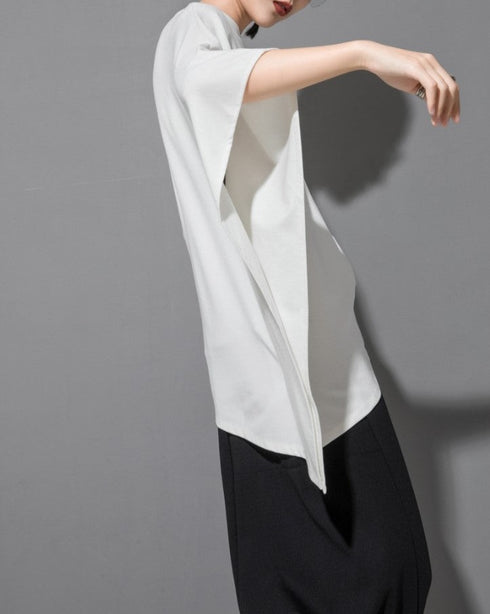 アシンメトリー七分袖Tシャツ オーバーサイズ オーバーシルエット /ユニセックス モレビー|モード系ファッションブランド