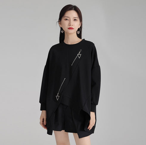 アシンメトリートレーナー/スウェット ファスナー付き /レディース モレビー|モード系ファッションブランド