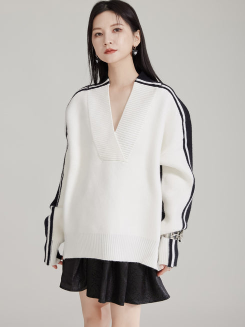 白黒ラインモノトーンセーター /レディース モレビー|モード系ファッションブランド