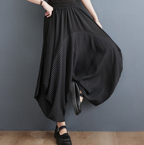 中性的 ゆったり袴パンツ クロップドパンツ ストライプ /ユニセックス ・メンズ モレビー|モード系ファッションブランド