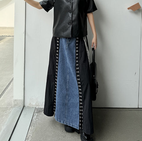 アシンメトリーロングデニムスカート おしゃれ モダン /レディース モレビー|モード系ファッションブランド