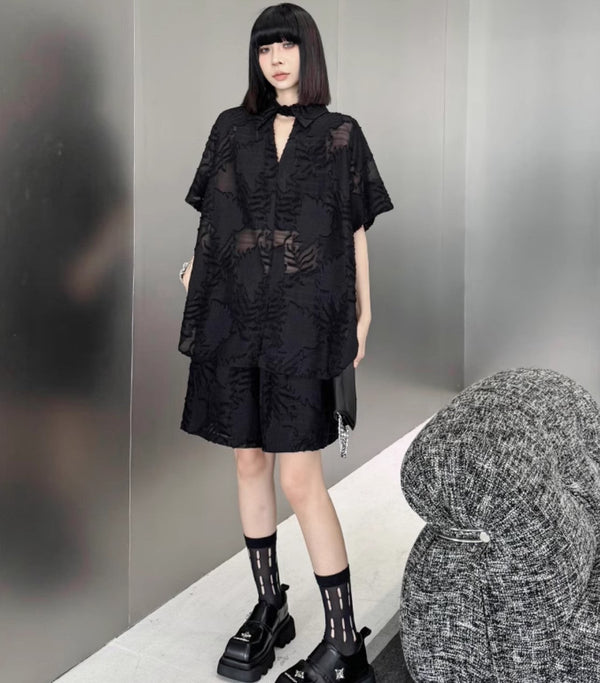 セットアップ 上下セット 半袖シャツ ショートパンツ メッシュ /レディース モレビー|モード系ファッションブランド